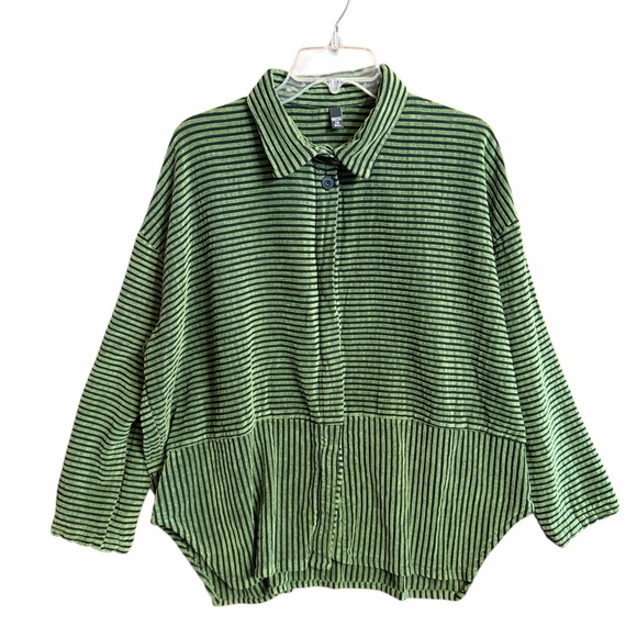 Dress To Kill | Lagenlook One Size Oversized Striped Button Up Shirt - Picture 2 of 12